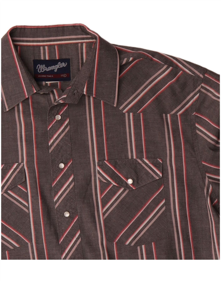 Wrangler Camisa Manga Corta Hombre Talla 17 XL Gris Rayas