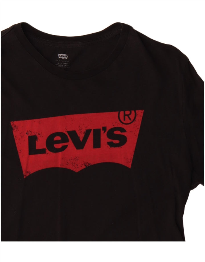 Levi's Camiseta gráfica para hombre Top grande de algodón negro