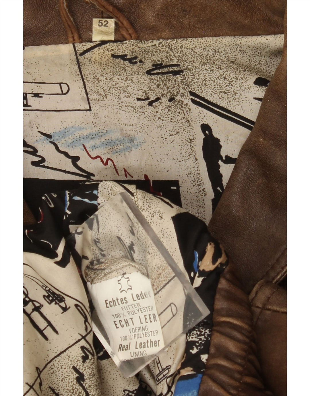 VINTAGE Chaqueta de cuero para hombre EU 52 XL Cuero marrón