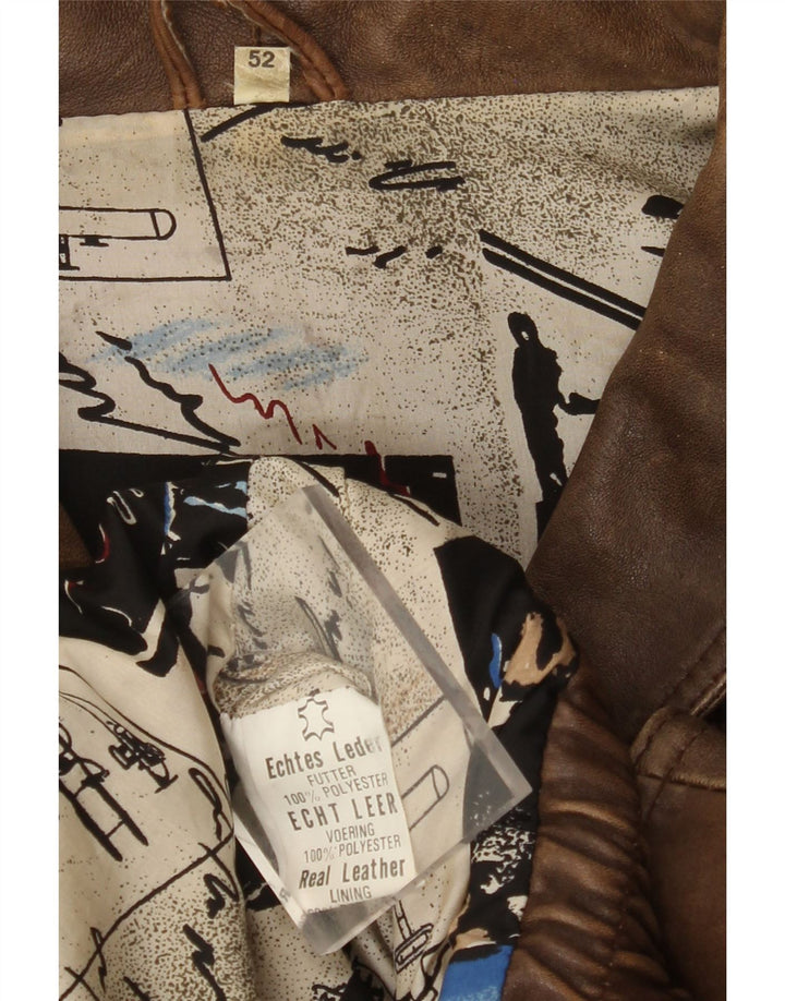 VINTAGE Chaqueta de cuero para hombre EU 52 XL Cuero marrón