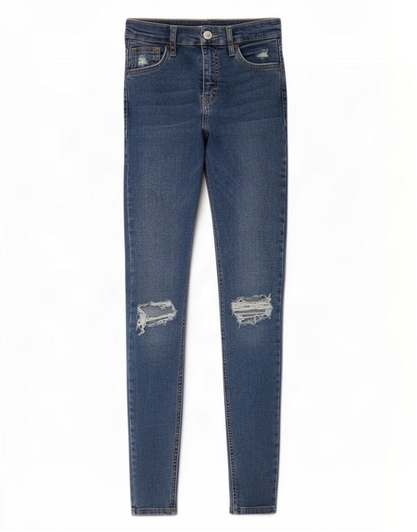 Vaqueros pitillo desgastados para mujer Topshop W25 L29 Algodón azul