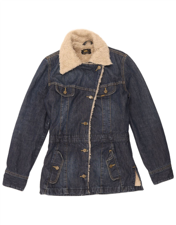 Lee Chaqueta Sherpa Vaquera para Mujer UK 44 Grande Algodón Azul