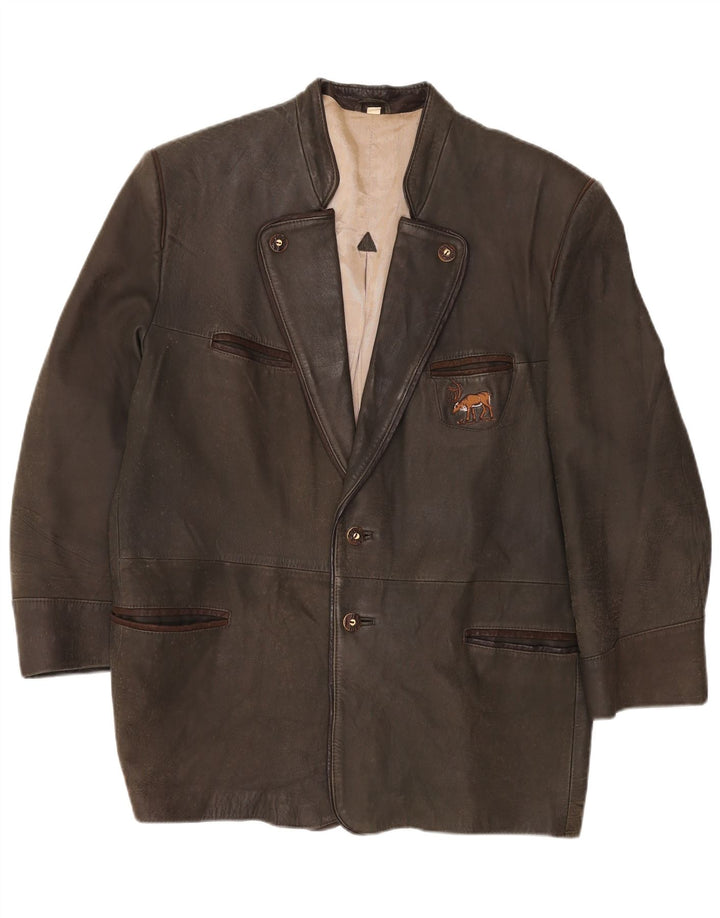 VINTAGE Chaqueta de cuero para hombre IT 56 3XL Cuero caqui