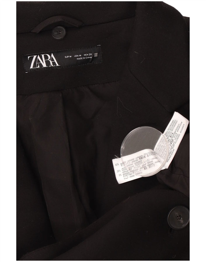 Zara Mujer Abrigo UK 44 Medio Negro Poliéster