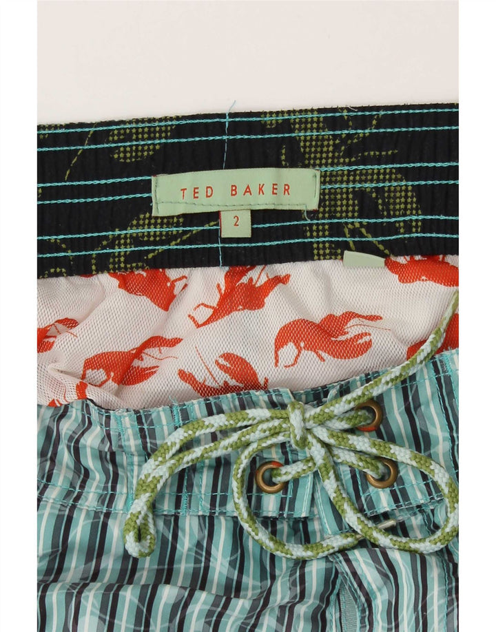 Ted Baker - Bañador para hombre (talla 2), color azul pequeño, poliéster a rayas