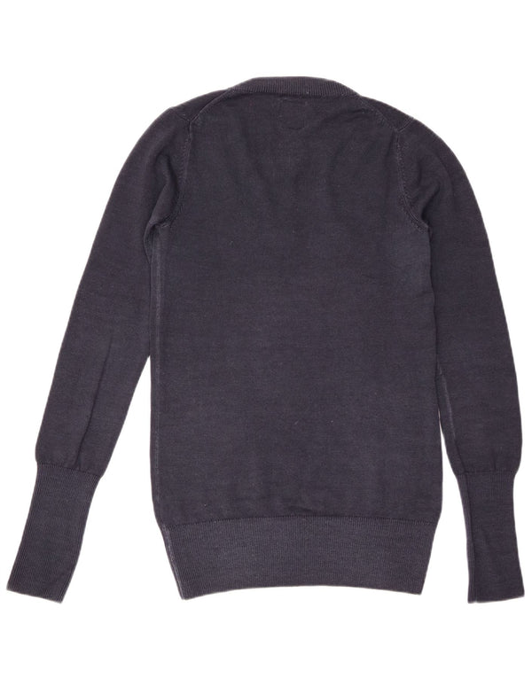 Sun68 Suéter tipo jersey con cuello en V para mujer UK 46 Large Lana azul marino