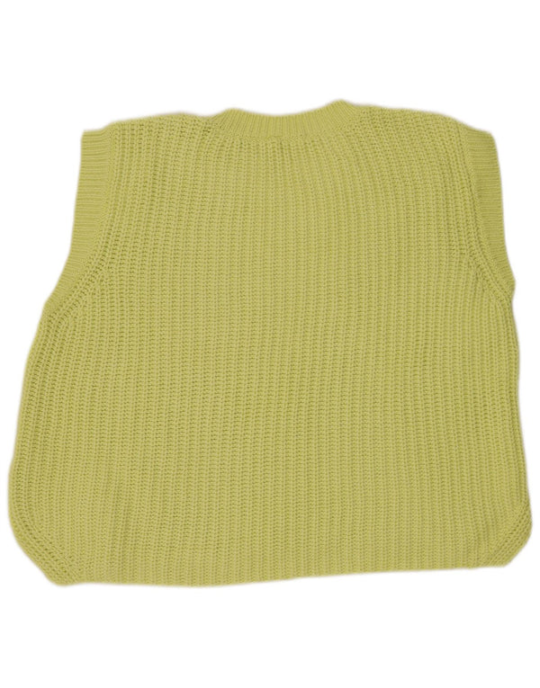 Zara Mujer Camiseta Sin Mangas De Gran Tamaño UK 10 Small Algodón Amarillo