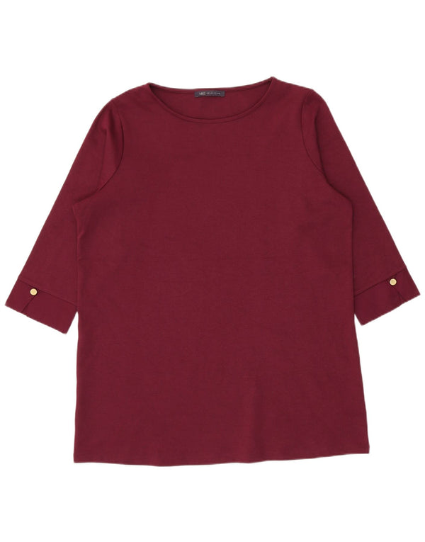 Marks & Spencer Top para mujer manga 3/4 UK 46 Grande Algodón burdeos