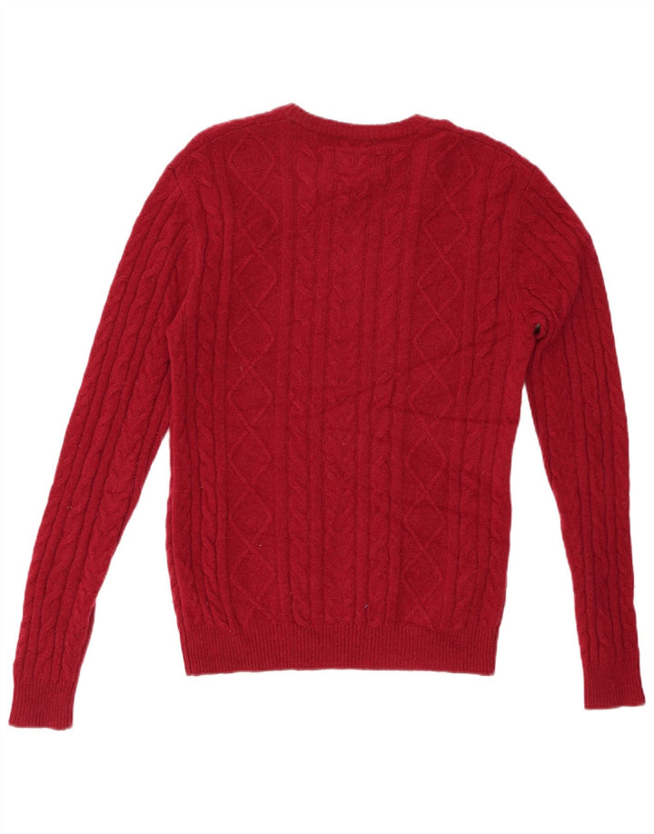 JACK WILLS Jersey de cuello redondo para hombre pequeño de lana roja