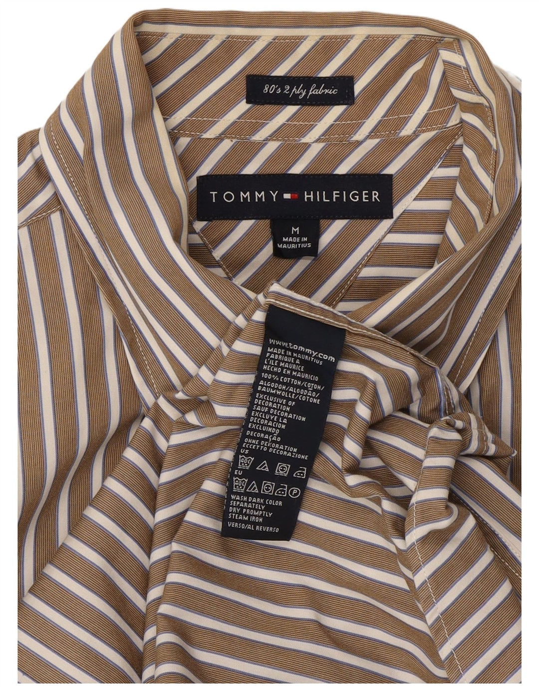 Camisa Tommy Hilfiger Hombre Algodón Rayas Beige Medio