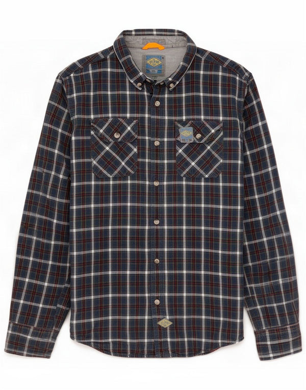Camisa de franela Superdry para hombre XL Algodón a cuadros azul marino