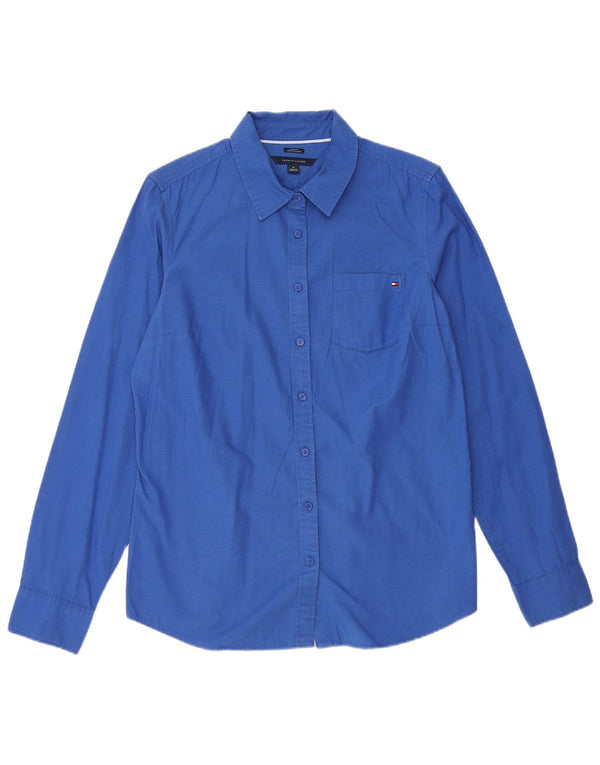 Tommy Hilfiger Womens Classic Fit Shirt UK 14 Medium Blue Cotton