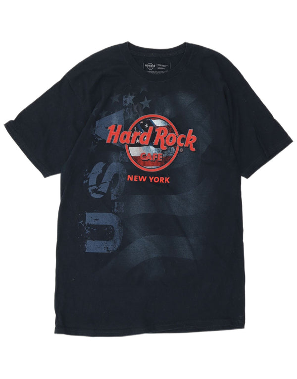 HARD ROCK CAFE Camiseta gráfica New York para hombre Top grande de algodón azul marino