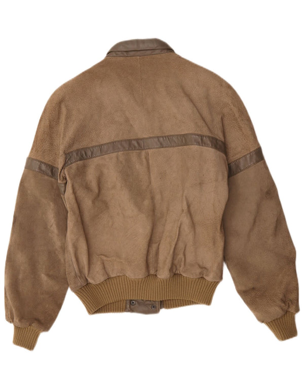 Vintage mujer ante bomber chaqueta IT 42 marrón medio