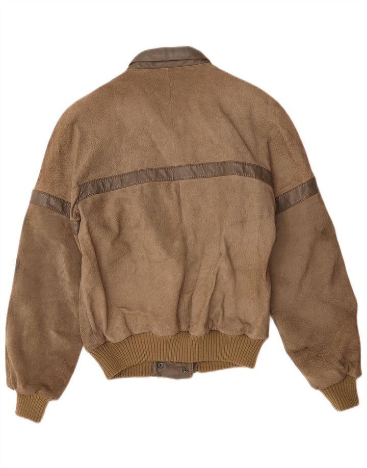 Vintage mujer ante bomber chaqueta IT 42 marrón medio