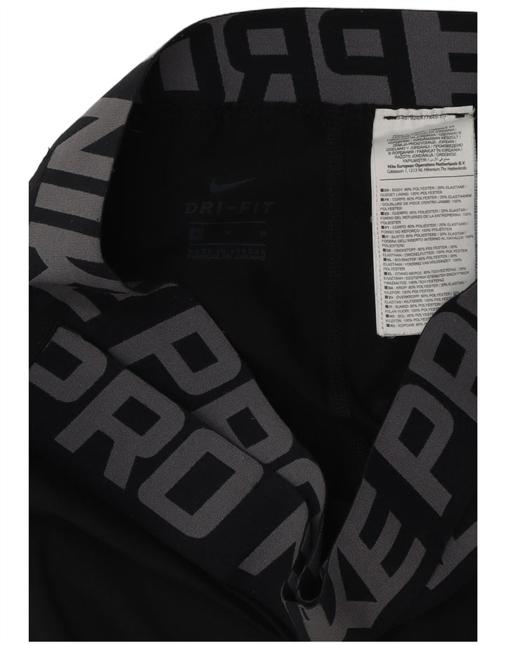 NIKE Leggings gráficos Dri Fit para mujer UK 12 Mediano Negro Poliéster
