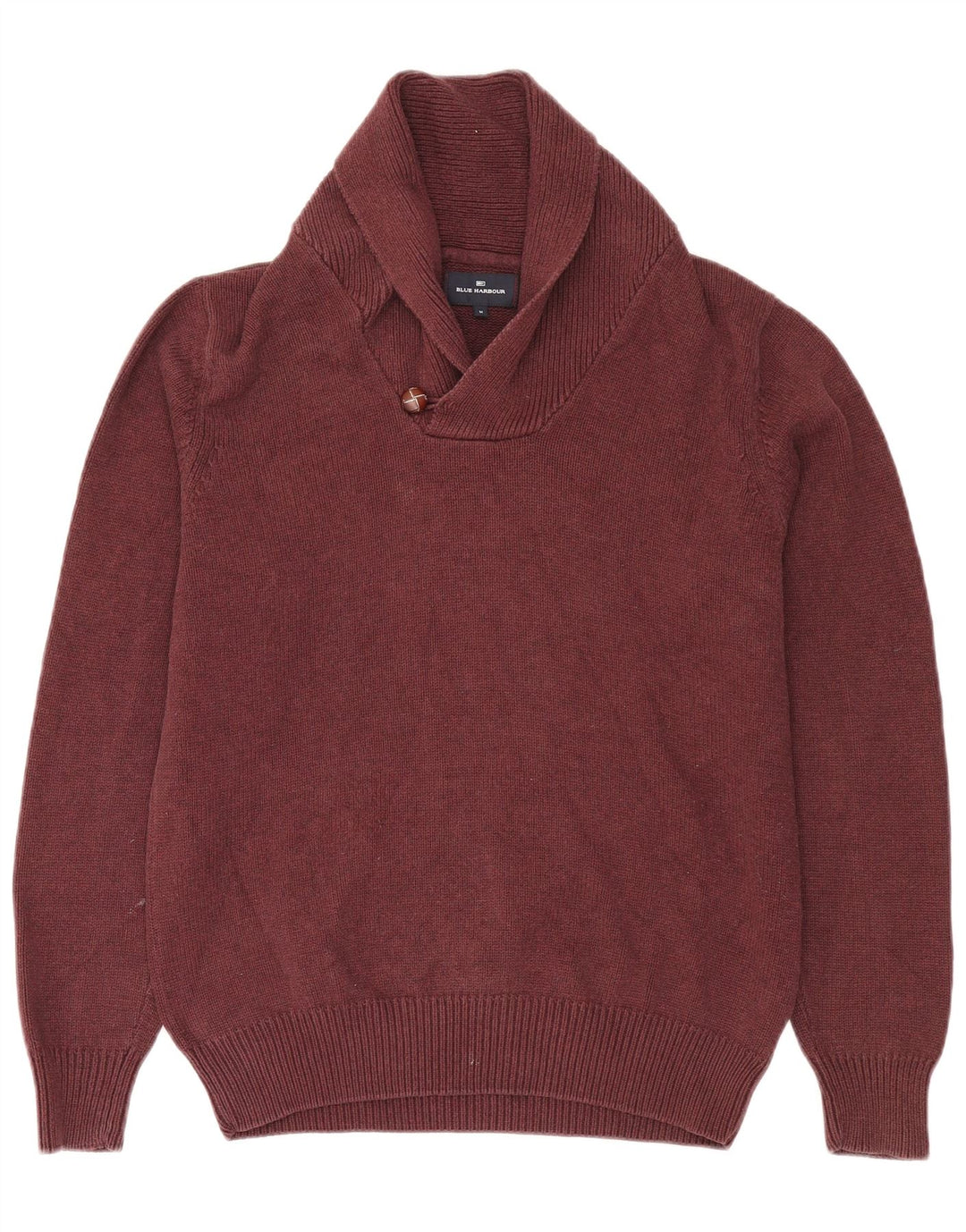 Marks & Spencer Jersey con cuello tipo chal para hombre de algodón burdeos medio