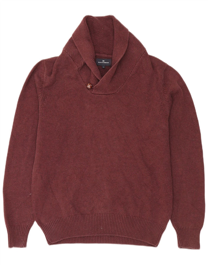 Marks & Spencer Jersey con cuello tipo chal para hombre de algodón burdeos medio