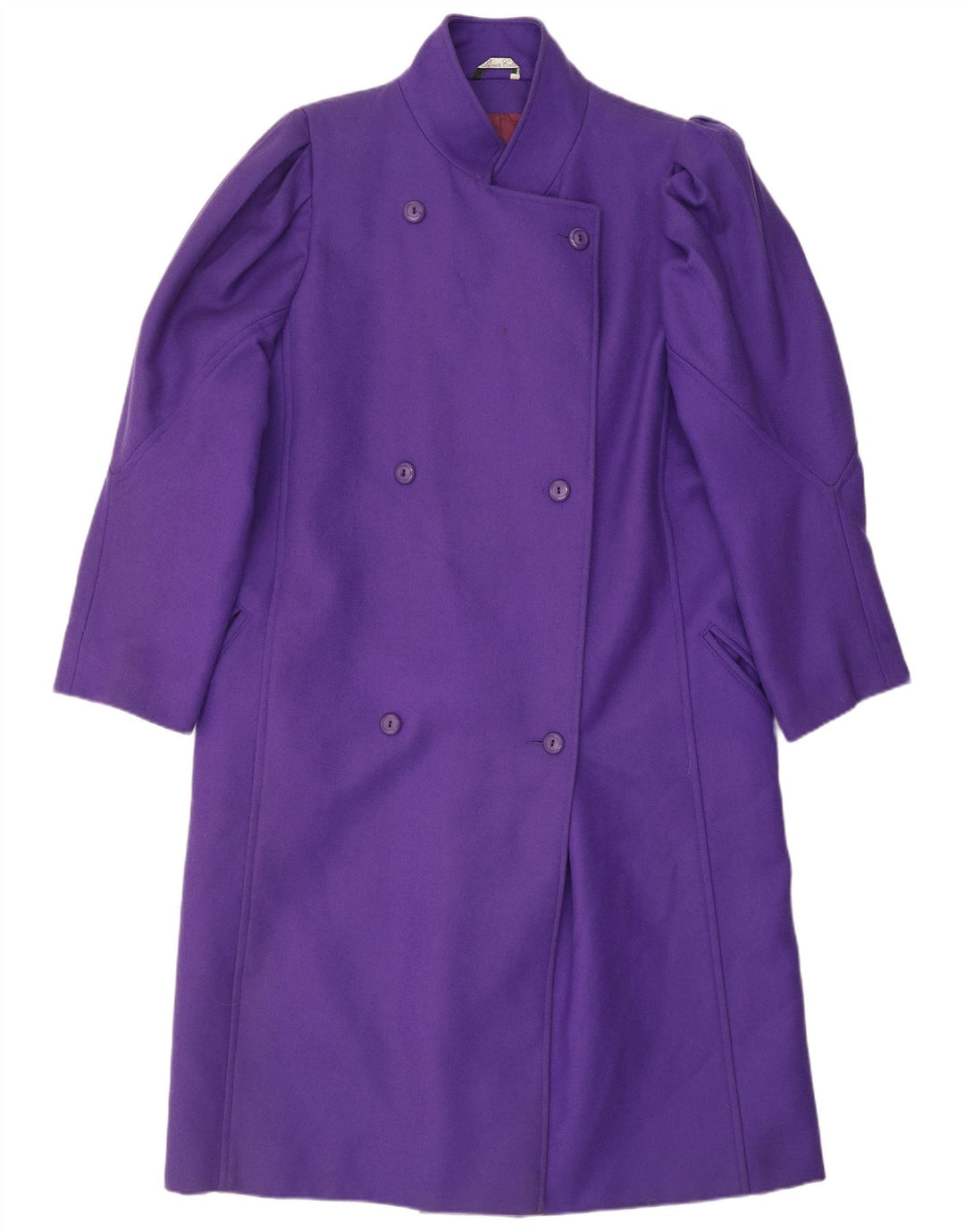 Vintage mujer oversize abrigo de doble pecho Reino Unido 16 lana púrpura grande