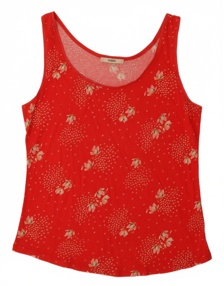 OASIS Top sin mangas para mujer UK 40 Viscosa floral roja grande