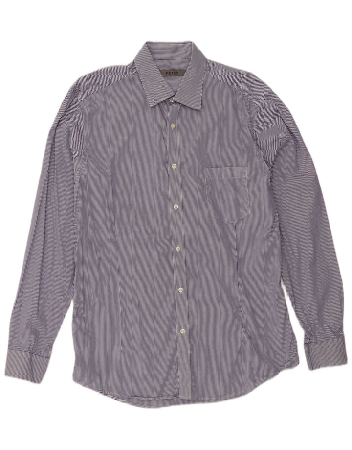 Camisa Reiss para hombre grande de algodón a rayas azul marino