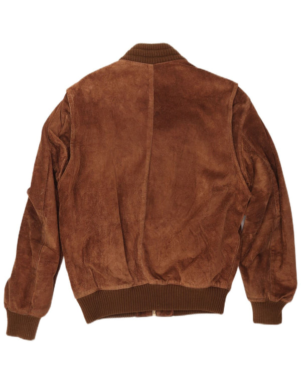 VINTAGE Chaqueta bomber de ante para hombre IT 52 XL Marrón