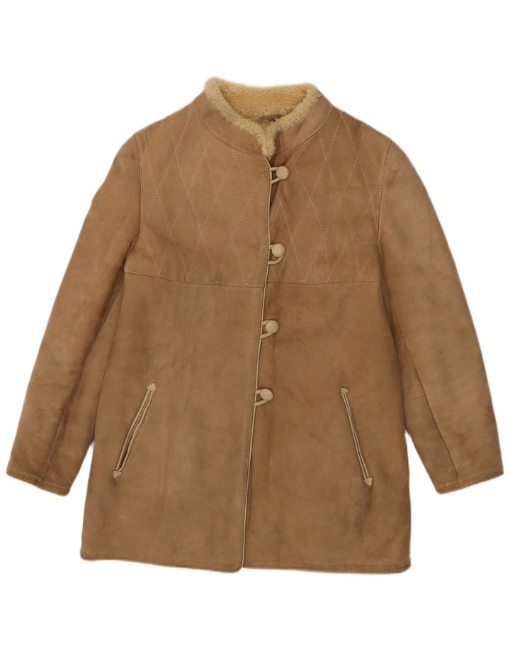 Vintage mujer shearling abrigo IT 44 Medio Beige Shearling