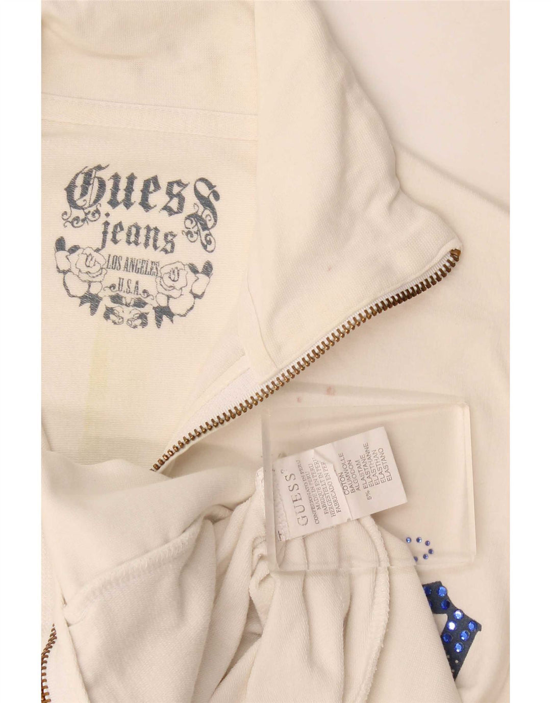 Guess Chaqueta de chándal gráfica para mujer UK 10 Small White Cotton