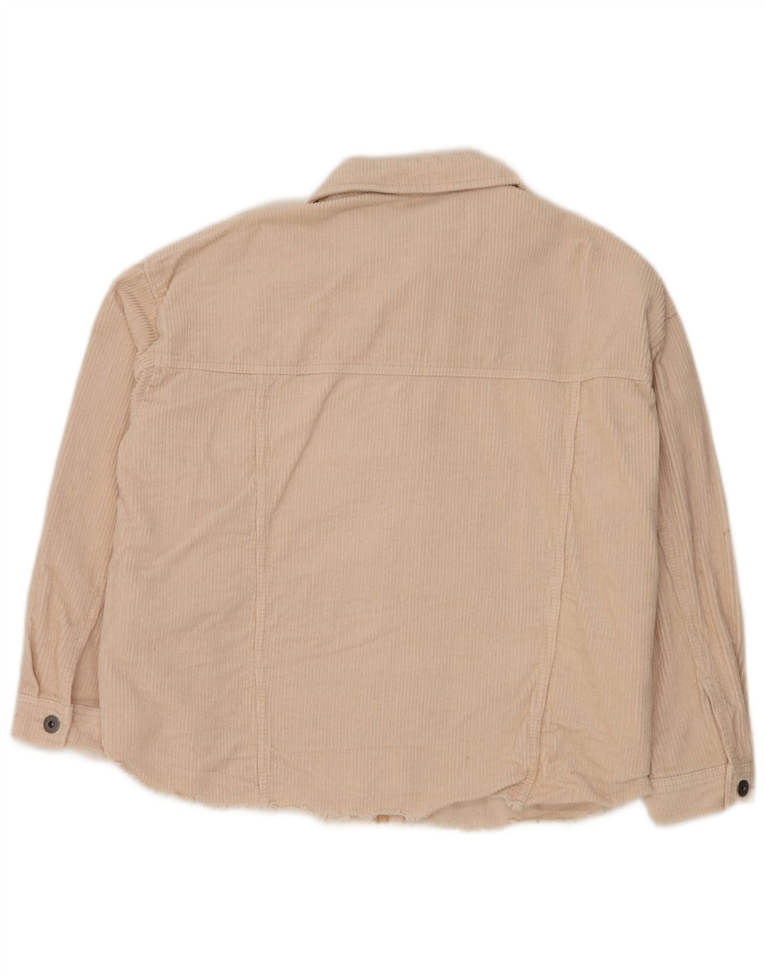 ZARA Mujer Camisa De Pana Extragrande UK 44 Mediana Algodón Blanco Roto