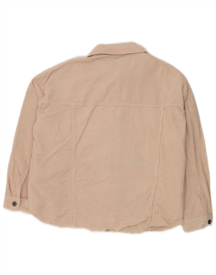 ZARA Mujer Camisa De Pana Extragrande UK 44 Mediana Algodón Blanco Roto