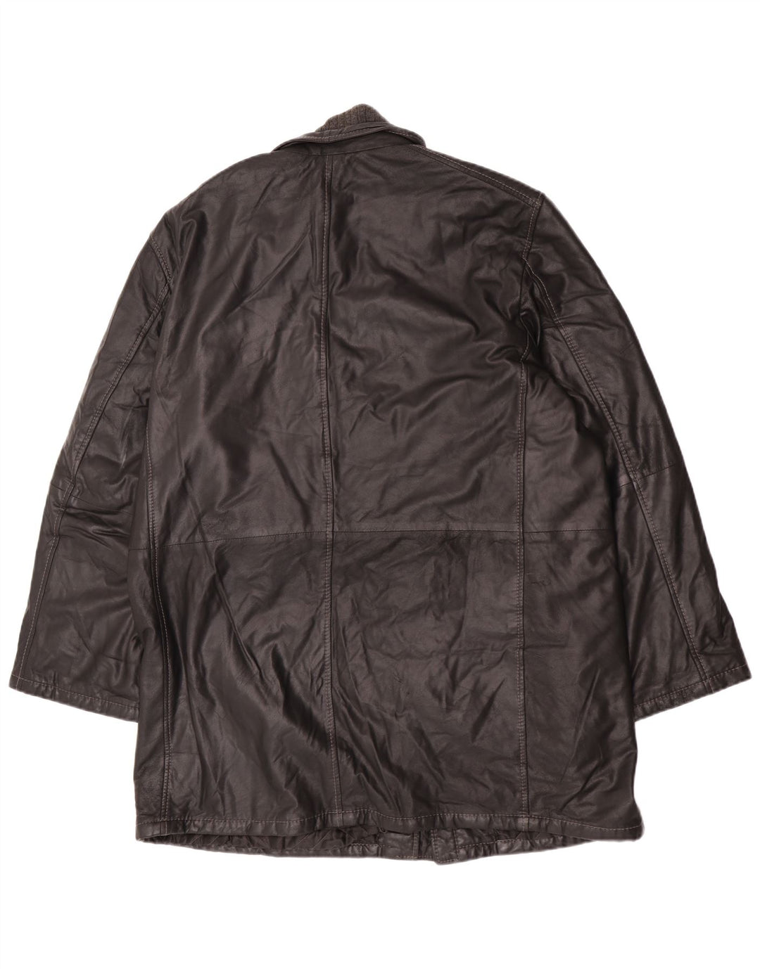 Abrigo de cuero vintage para hombre IT 58 4XL cuero negro