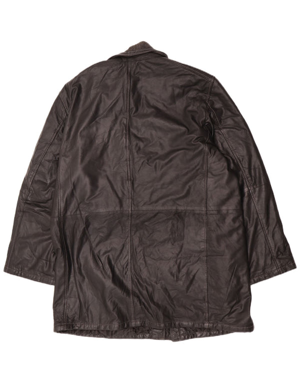 Abrigo de cuero vintage para hombre IT 58 4XL cuero negro