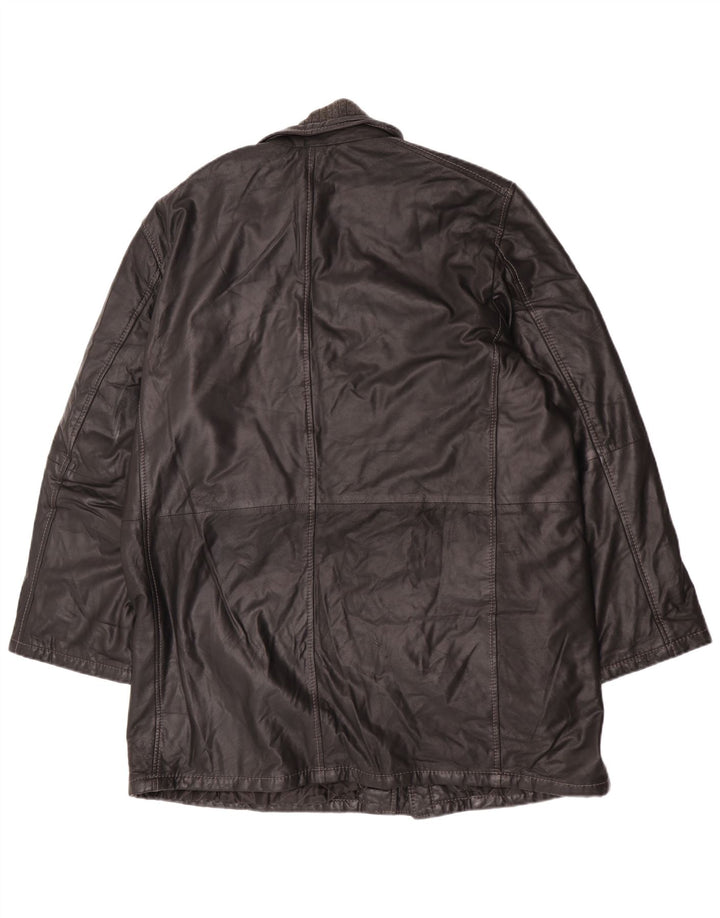 Abrigo de cuero vintage para hombre IT 58 4XL cuero negro