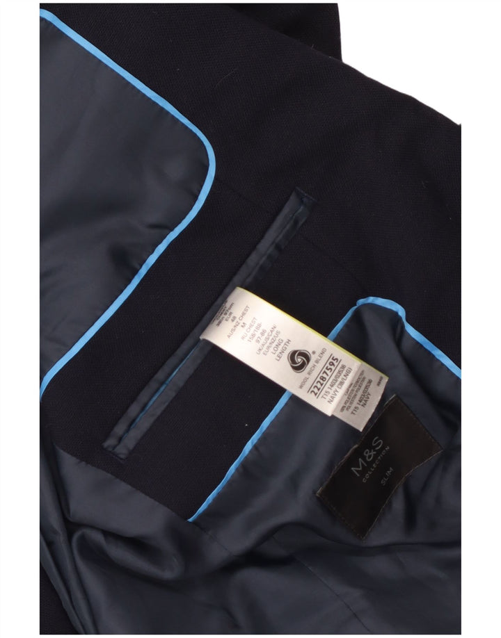 Marks & Spencer Chaqueta tipo blazer ajustada con 2 botones para hombre UK 38 Medium Azul marino