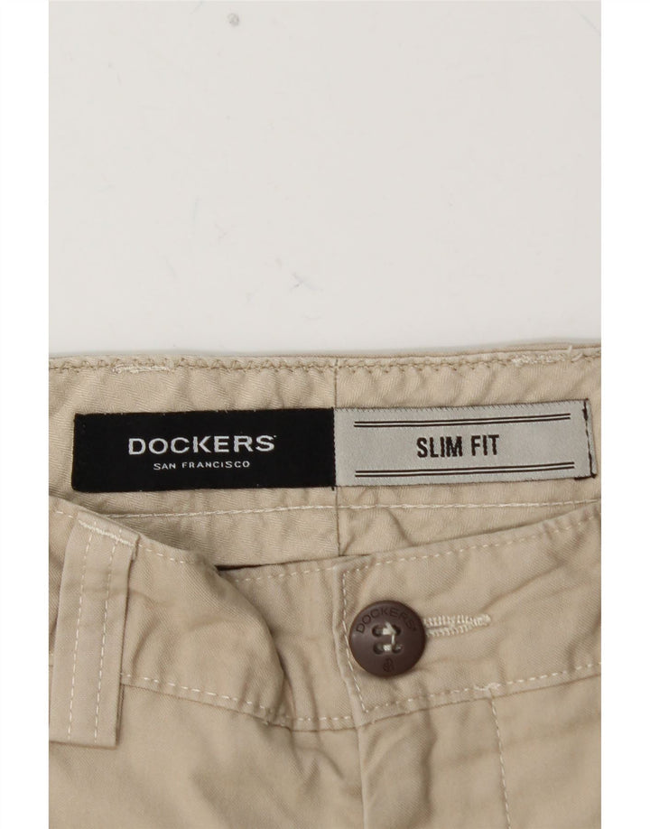 DOCKERS Pantalón chino slim fit para hombre W36 L30 Algodón beige