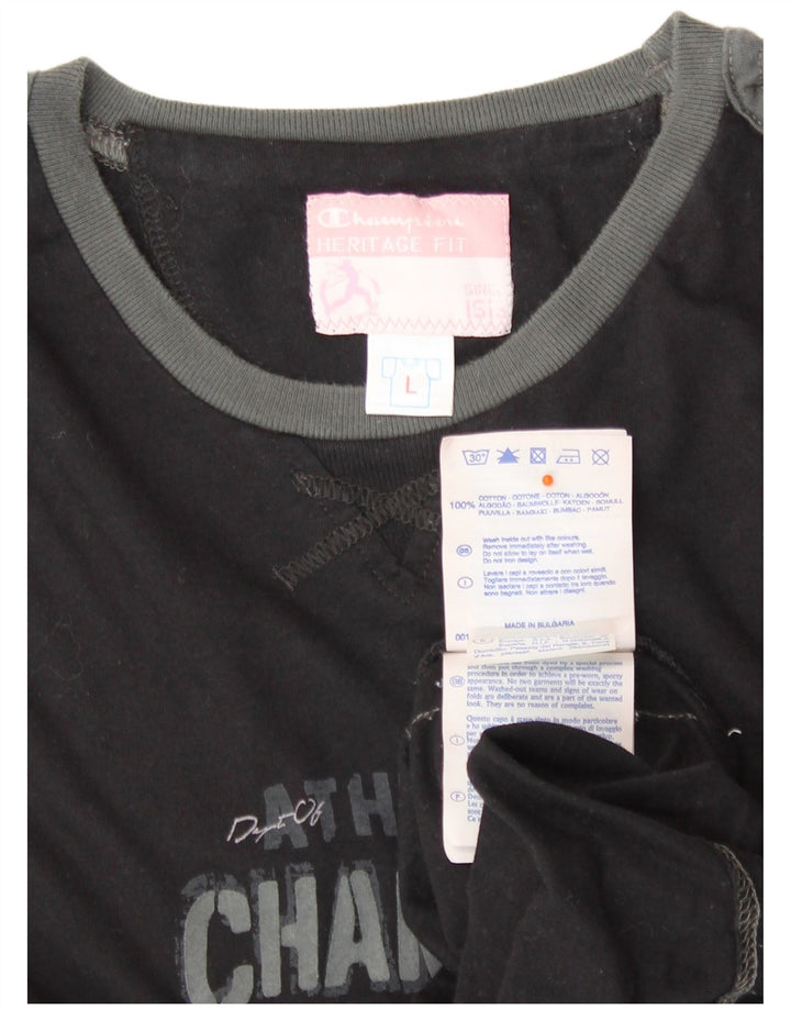 CHAMPION Camiseta con gráfico Heritage Fit para mujer UK 40 Grande Algodón negro