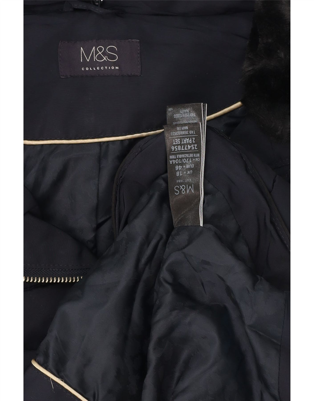 Marks & Spencer Chaqueta acolchada para mujer UK 40 XL Poliéster azul marino
