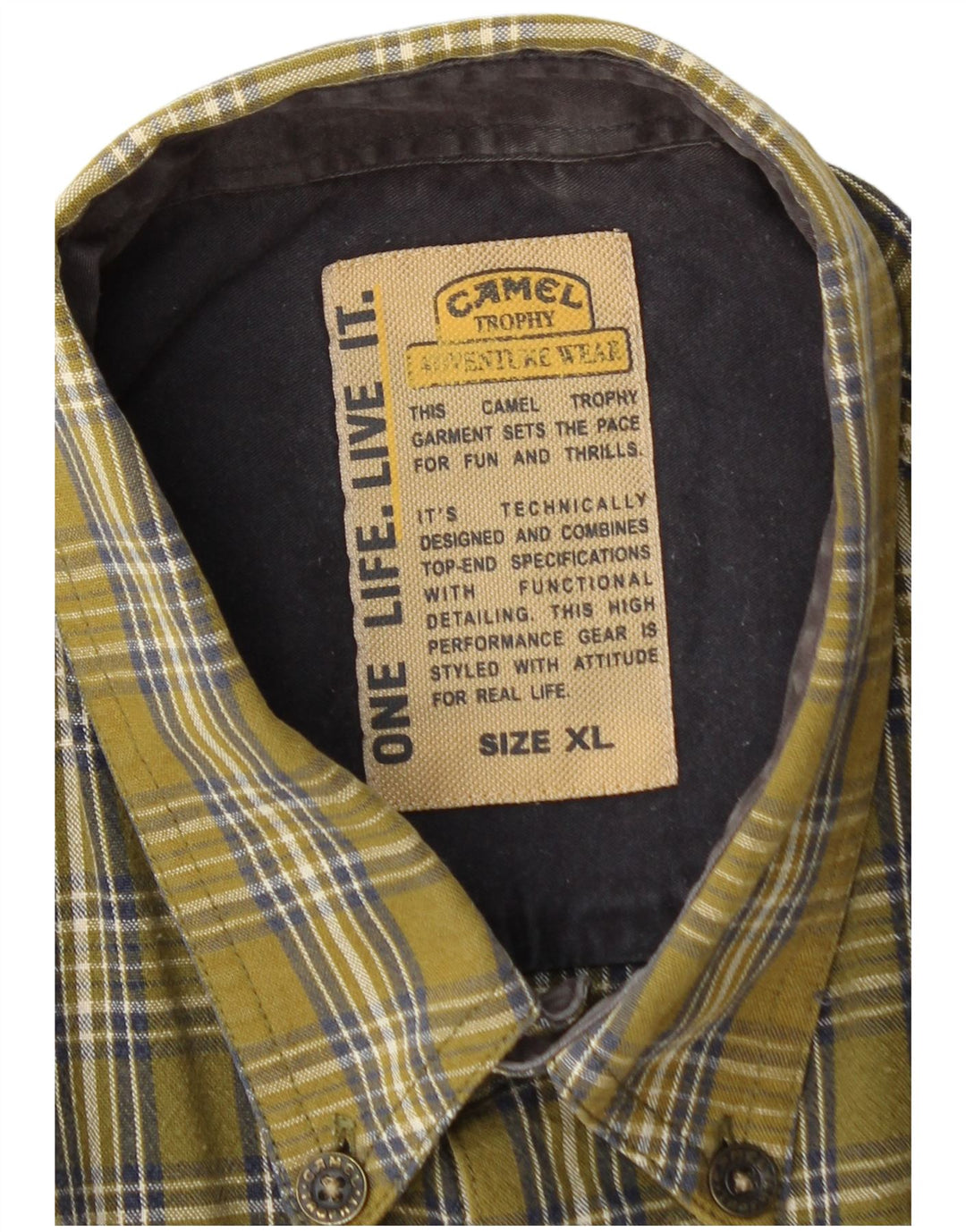 Camisa De Franela Camel Hombre XL Algodón A Cuadros Caqui