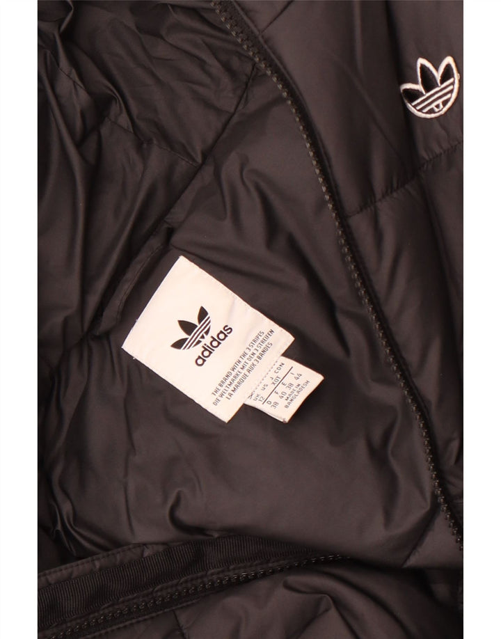 Adidas Chaqueta acolchada con capucha para mujer UK 12 Mediana Negro Poliéster