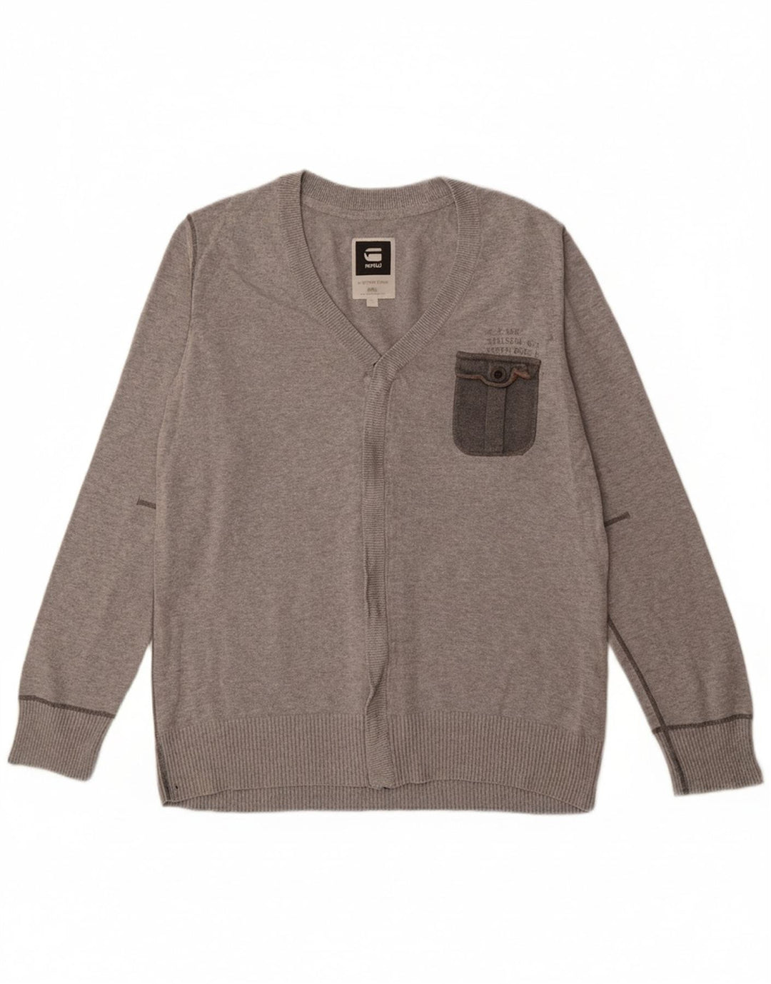 G-STAR Mens Cardigan Sweater XL Grey Cotton