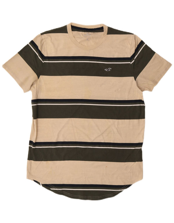 HOLLISTER Camiseta Hombre Top XL Algodón Rayas Beige