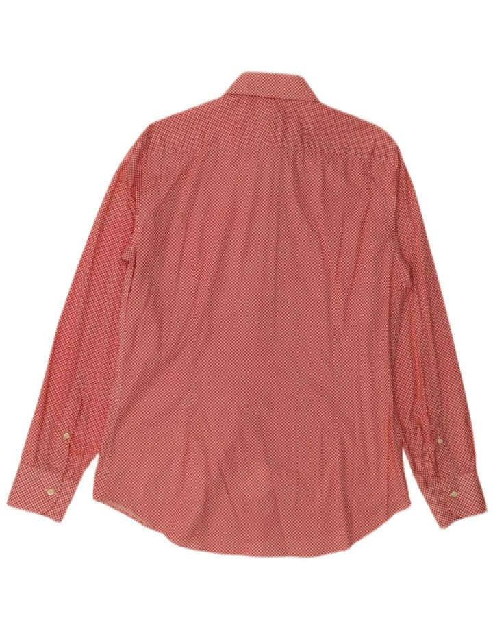 Camisa vintage para hombre talla 40 15 3/4 algodón geométrico rojo medio