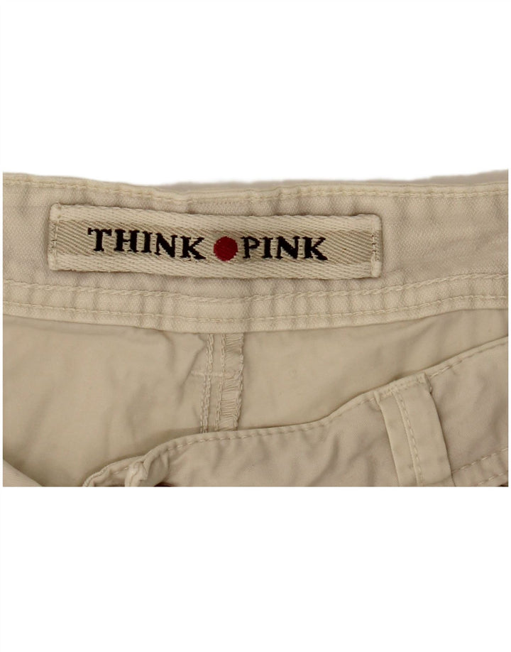 Think Pink Pantalones cortos chinos para hombre W36 Large Beige