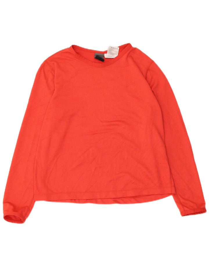 NIKE Top corto para mujer de manga larga US 8/10 Poliéster rojo mediano
