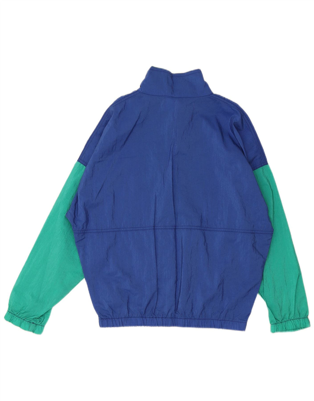 Vintage hombre jersey chándal chaqueta superior XL azul colorblock poliamida