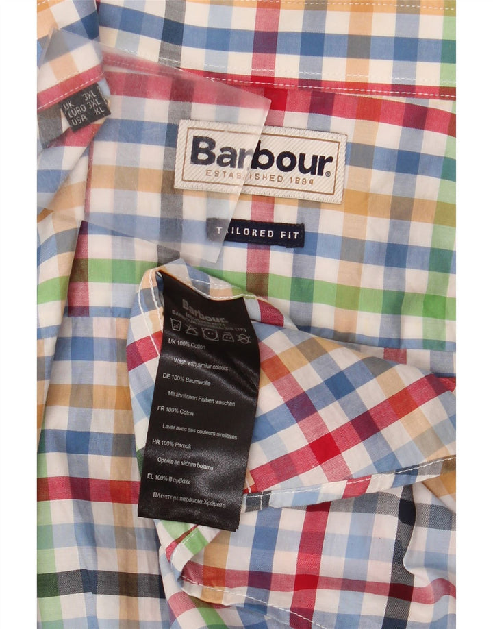 Barbour Camisa de manga corta para hombre, corte entallado, 3XL, cuadros multicolores