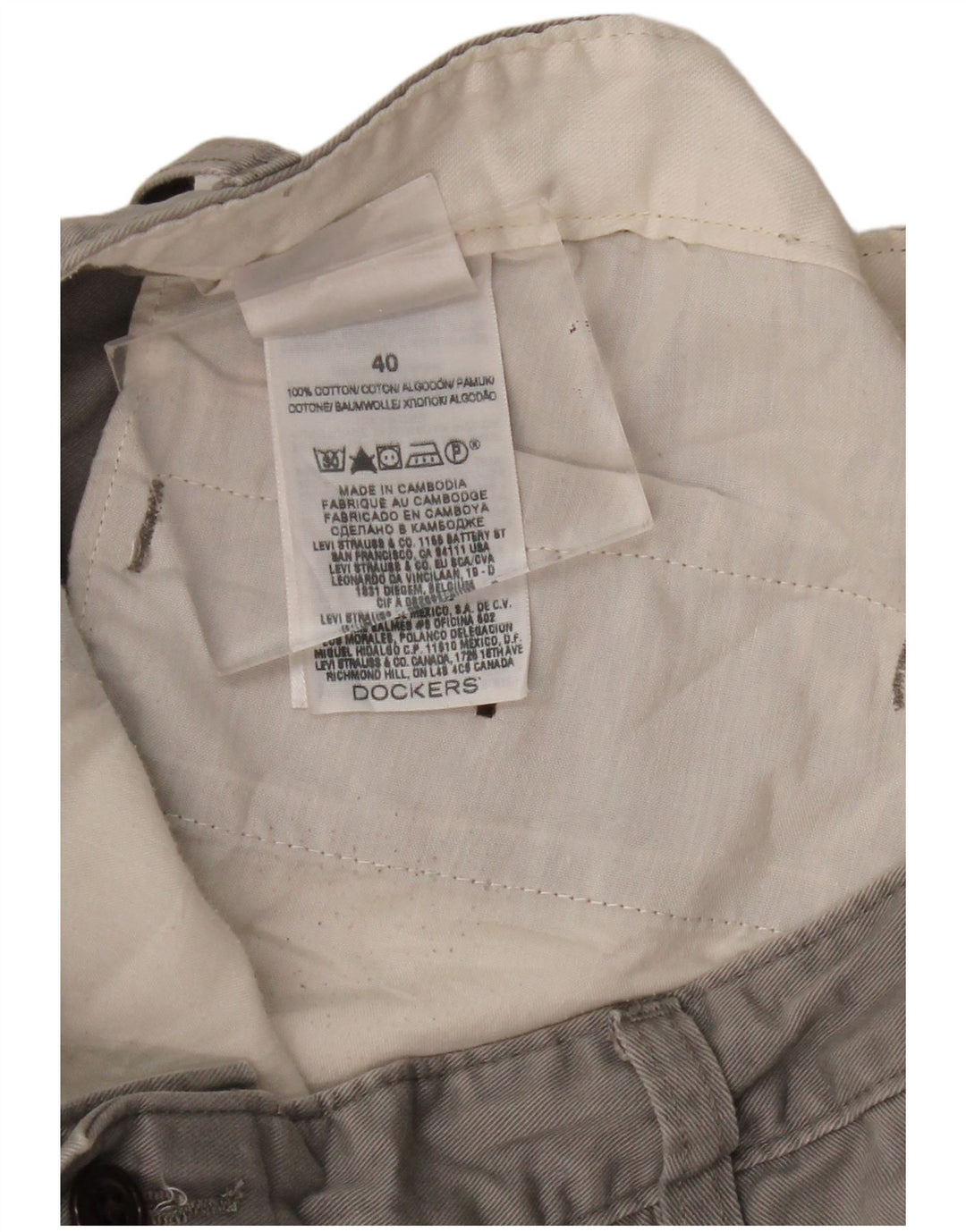 DOCKERS Pantalones cortos cargo para hombre W40 XL Algodón gris