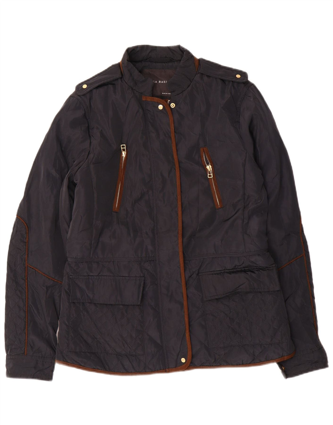 Zara Chaqueta militar para mujer UK 44 Grande Poliéster azul marino