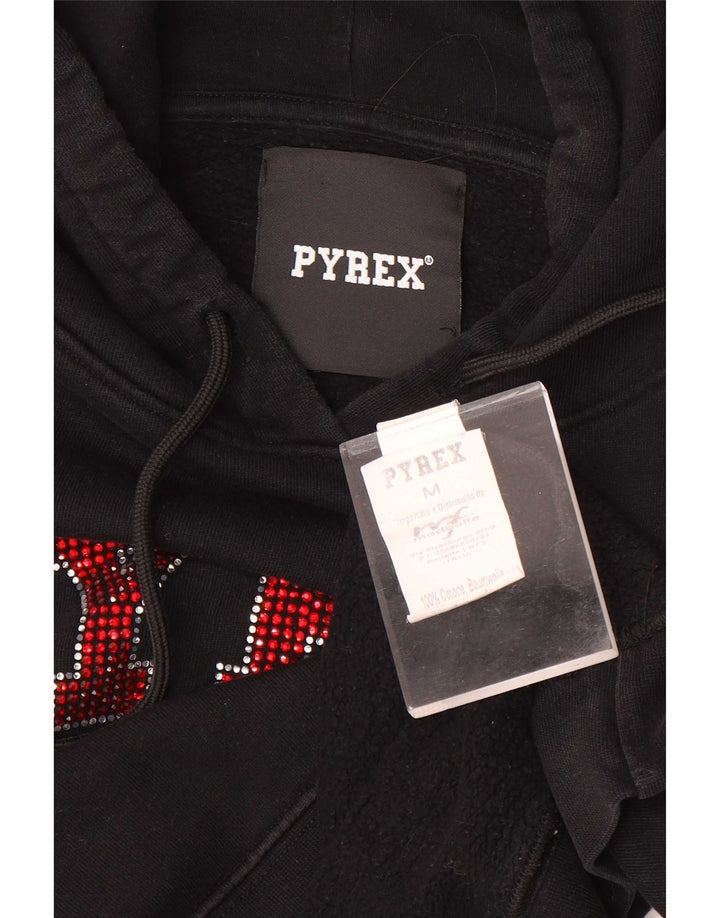 Pyrex - Sudadera con capucha para mujer, diseño gráfico, Reino Unido 14, algodón negro mediano