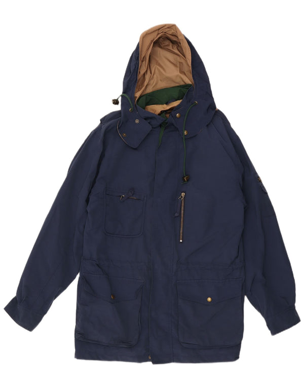 Eddie Bauer Abrigo cortavientos con capucha para hombre UK 40 Large Azul marino Algodón